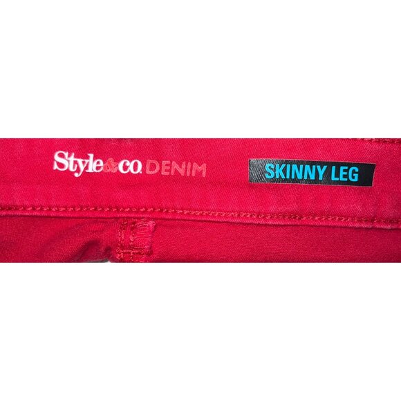 Style & Co Womens Red Denim Jeans 5-pocket- Size 12 - Picture 3 of 4
